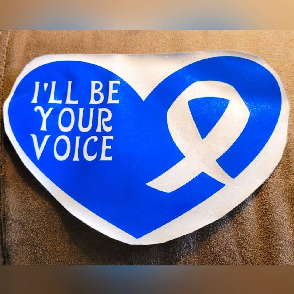 Blue ribbon awareness "i'll be your voice" decal sticker